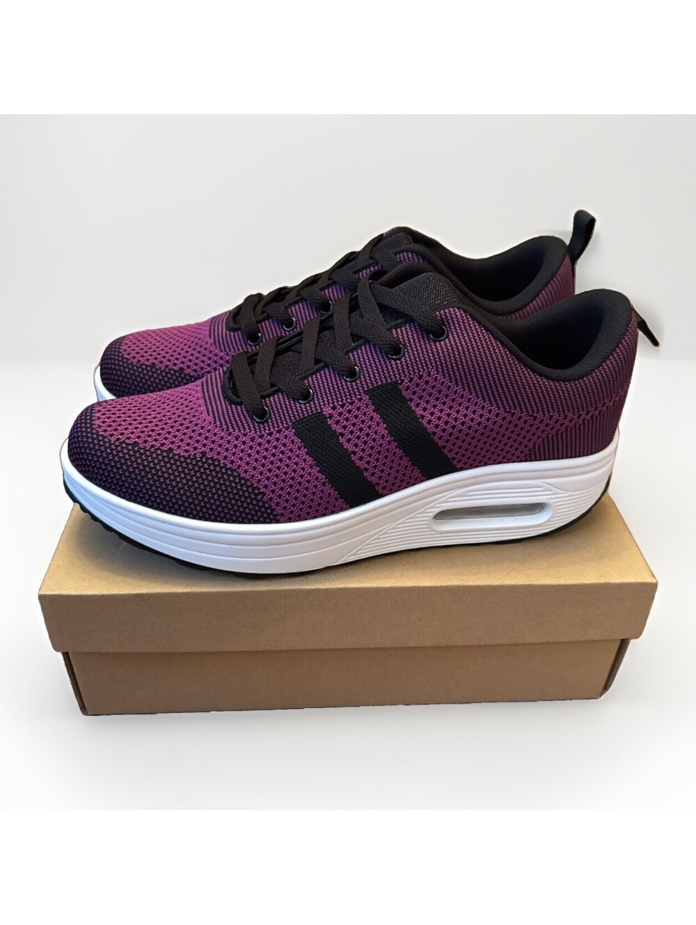 RUIDENG Purple/Black Comfort Chunky Platform Sneakers Work Shoes Size 10